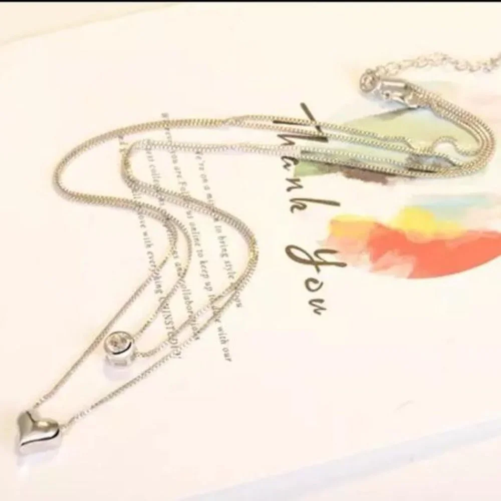 925 STERLING SILVER DOUBLE LAYER HEART NECKLACE - Picture 8 of 8